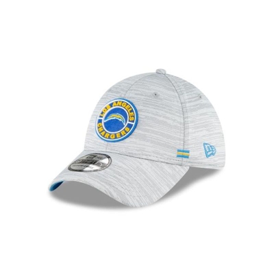 Grey Los Angeles Chargers Hat - New Era NFL Official NFL Fall Sideline 39THIRTY Stretch Fit Caps USA9614503